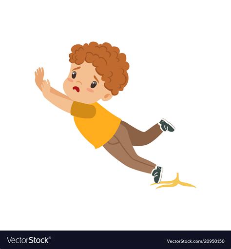 Boy slipping on a banana peel Royalty Free Vector Image