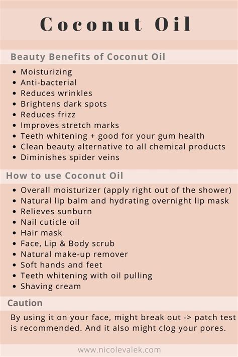 Coconut Oil Beauty Benefits And Uses Nicolevalekcom Coconut Oil