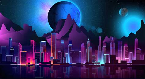 Download Retro Futurism Heavenly View City Wallpaper