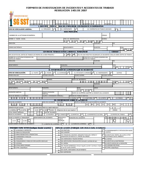 Formato Investigacion De Accidentes Pdf