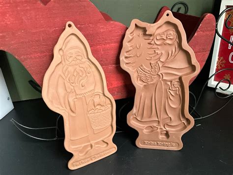 Longaberger Pottery Santa Clause Cookie Molds Set Of 2 Vintage 1990