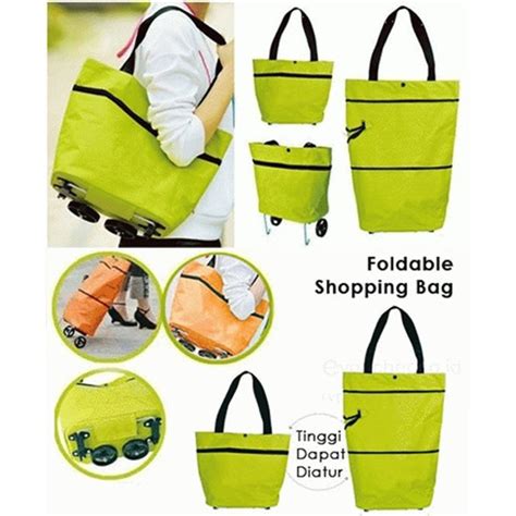 Jual 800gr T295 Troly Bag Lipat Tas Troly Belanja Lipat Praktis