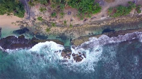 Aerial Top View Drone K Footage Of Koggala Beach Waves And Ocean Sri