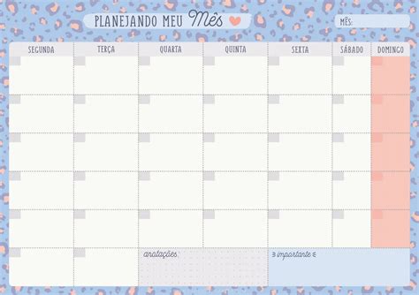 Planner Mensal 2024 Para Imprimir