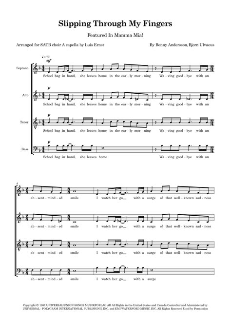 Slipping Through My Fingers Arr Luis Ernst By ABBA Sheet Music For