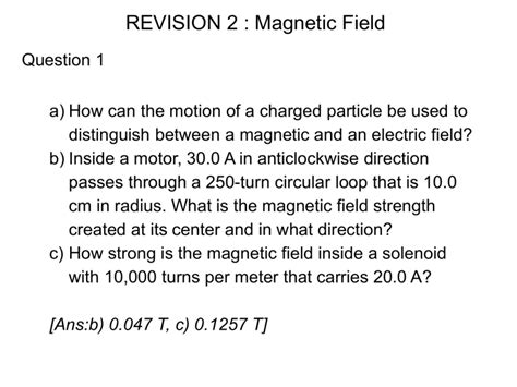 Practice Problems Magnetic Field