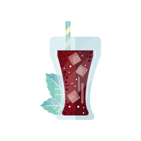 Vaso De Cola Con Cubitos De Hielo Y Paja Vector Ilustraci N Sobre Un