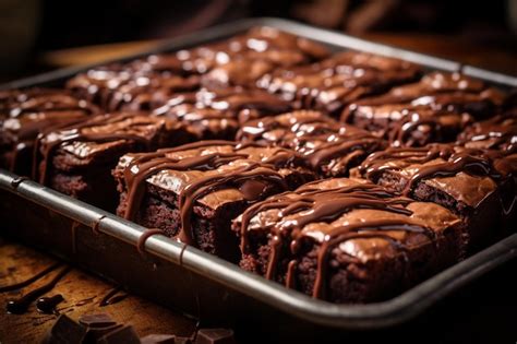 Just Baked Oven Fresh Brownies Premium Ai Generated Image