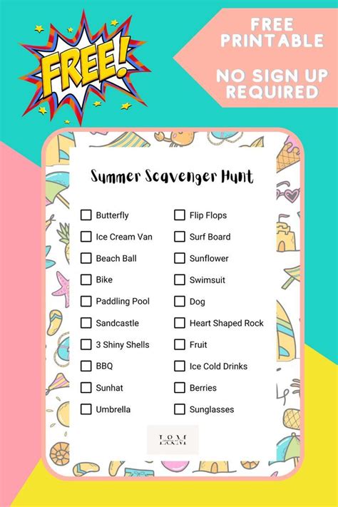 Free Summer Scavenger Hunt Printable Lukeosaurus And Me