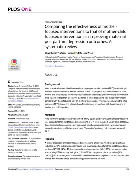 Pdf Comparing The Effectiveness Of Mother Focused Interventions To