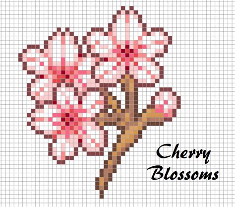 Cherry Blossoms Perler Bead Chart Pixel Art Design Pixel Art | Sexiz Pix