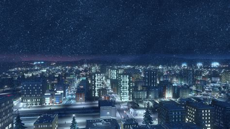 A snowy night : r/CitiesSkylines