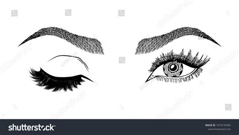 Illustration Womans Eye Wink Eyebrows Eyelashes Stock Vector Royalty