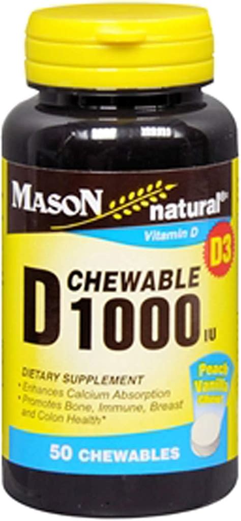 Mason Natural Vitamin D3 1000iu Chewable Tablets Peach