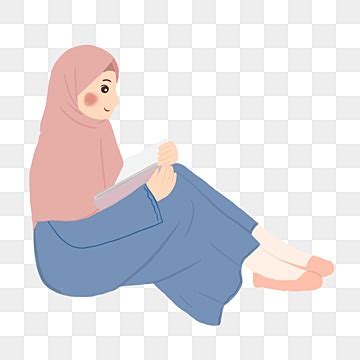 Muslimah Read Hd Transparent Cute Muslimah Reading Book Illustration