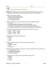 Understanding The Urinary System Assessment Questions And Course Hero