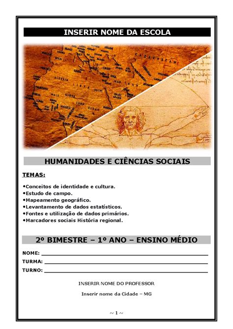 Apostila Humanidades 2º Bimestre 1º Ano Inserir Nome Da Escola