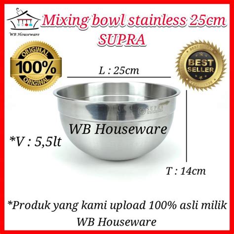 Mangkok Stainless Supra Mixing Bowl Baskom Stainless Steel Cm