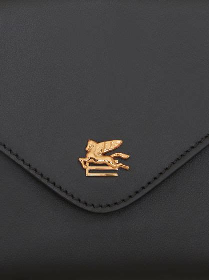 Leather Clutch Bag With Pegaso Women Black Etro