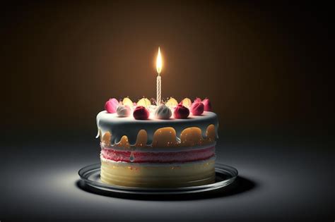 Premium Photo One Candle Birthday Cake