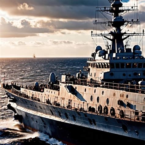 Premium Photo Battleship Military Naval Armed Vessel On The Ocean