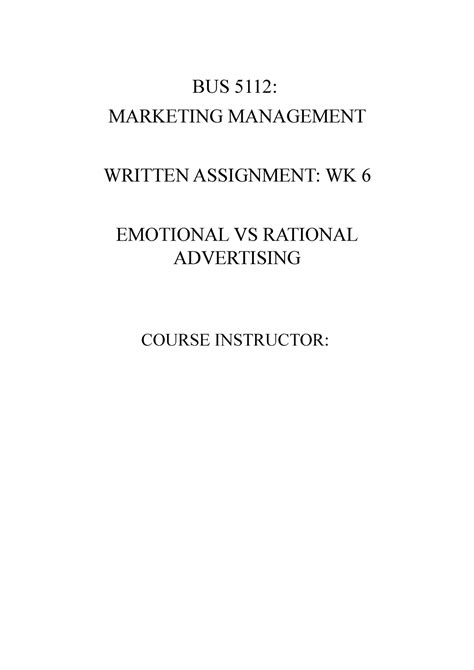 Bus Written Assignment Week Bus Marketing Management