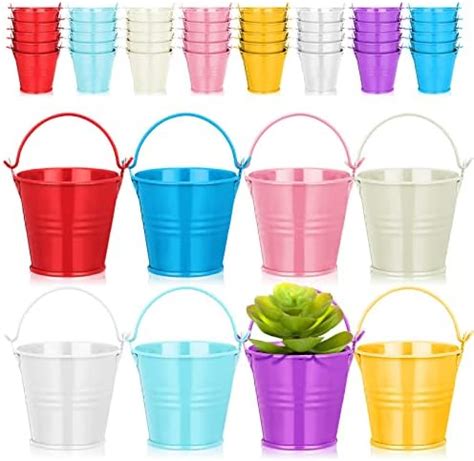 Amazon Juvale 24 Pack Mini Metal Buckets 2 Inch Small Colorful