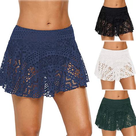 Bikinis 2020 Womens Lace Crochet Skirted Bikini Bottom Swimsuit Short