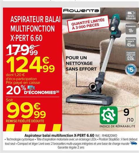 Promo Aspirateur Balai Multifonction X Pert Rowenta Chez Carrefour