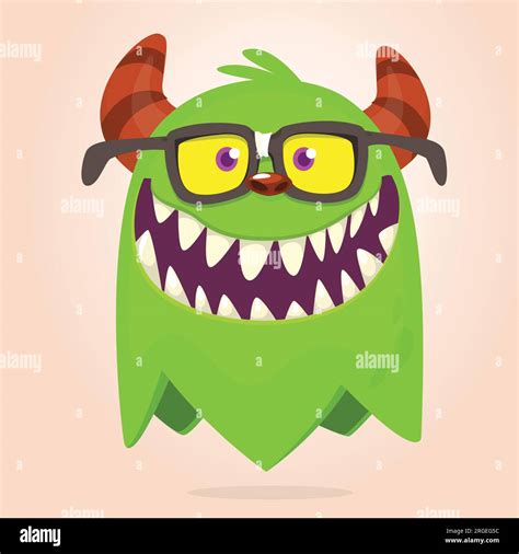 Funny Cartoon Ghost Character Wearing Eyeglasses Illustration Of Cute