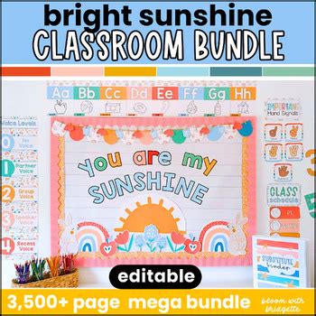 Sunshine Classroom Decor Mega Bundle Bright Classroom Theme Tpt