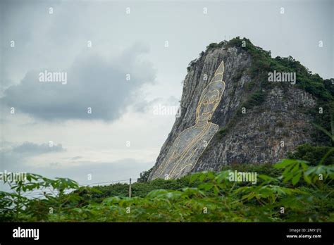 The Buddha Mountain Or Khao Chi Chan At The Town Of Na Chom Thian Near