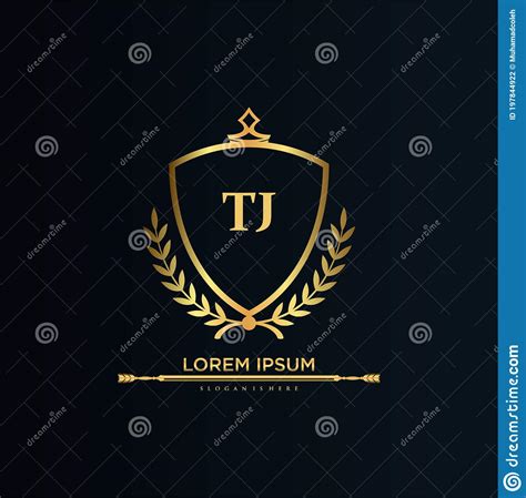 Tj Letter Initial With Royal Templateelegant With Crown Logo Vector