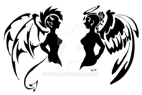 Ange Ou Demon By Finaira On Deviantart Sketches Angel Tattoo Designs