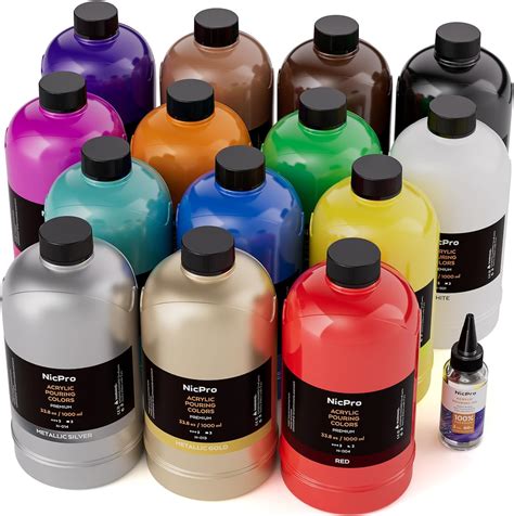 Nicpro 14 Colors Large Bulk Acrylic Pour Paint Set 338 Oz