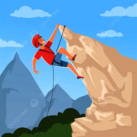 Mountain Climber On Hills Background Cliff Hill Vector Background