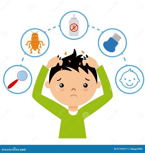 Boy With Lice Cartoon Vector Cartoondealer