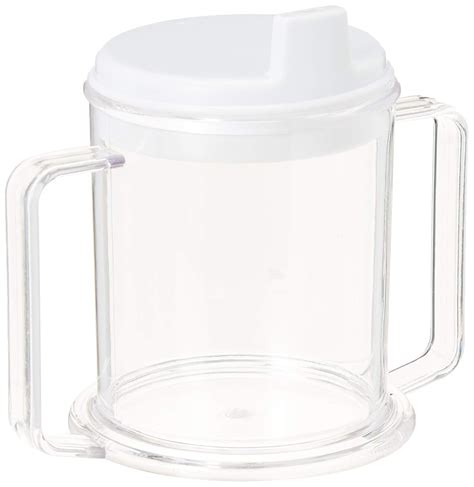 Sammons Preston Transparent Mug With Two Handles 10 Oz Strong Plastic