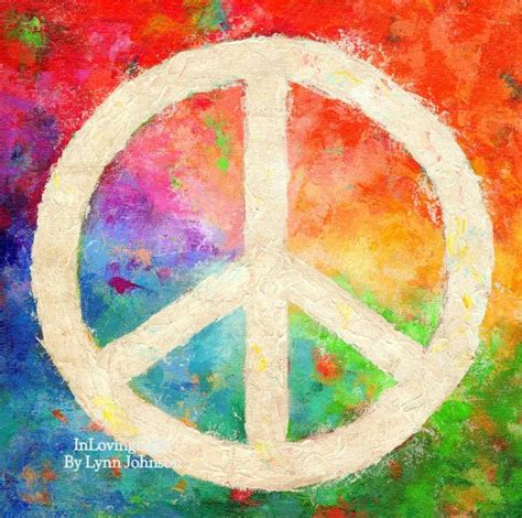 Peace Sign, Original Acrylic Painting, 12x12" rainbow colors | Peace ...