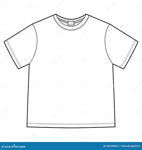 Technical Sketch Blank Unisex T Shirt Isolated Apparel T Shirt Cad