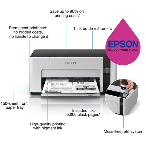 Epson M1100 Monochrome Ink Tank Printer Compact EcoTank Printer With 3