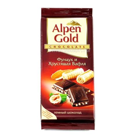 Шоколад Alpen Gold Фундук и Хрустящая Вафля - калорийность, полезные ...