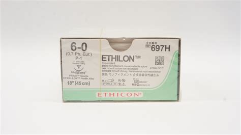 Ethicon 697h 6 0 Ethilon Black 18 P 1 Cutting Box Of 36