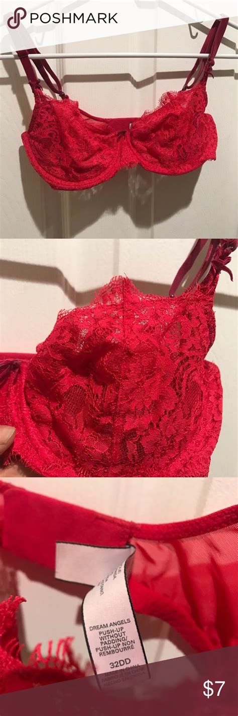 Victorias Secret Red Lace Push Up Bra Unlined Victorias Secret Red