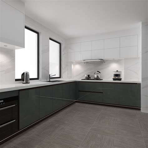 Two Tone Modern High Gloss Kitchen Cabinets