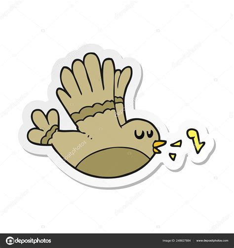 Sticker Cartoon Singing Bird Stock Vector Image By Lineartestpilot