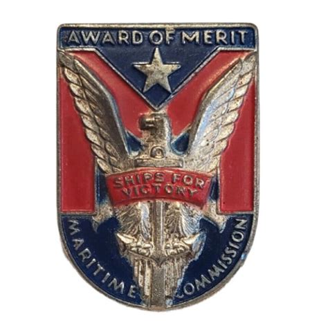 Vintage Wwii Ships For Victory Pin Award Of Merit Maritime Military