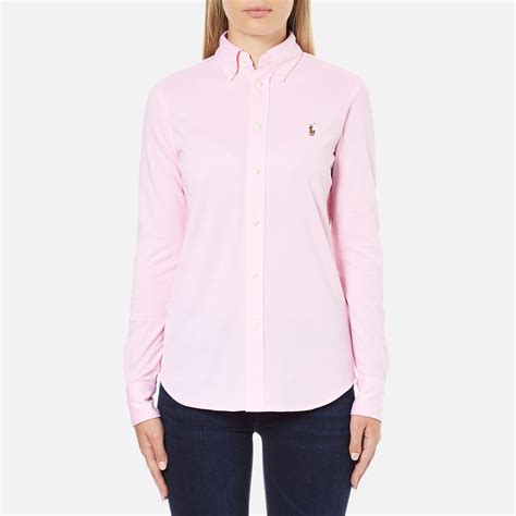 Polo Ralph Lauren Womens Heidi Long Sleeve Shirt Carmel Pink Free Uk Delivery Over £50