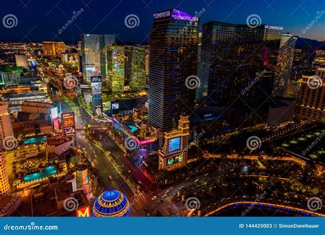 Aerial View Of Las Vegas Strip In Nevada At Night Usa Editorial Stock