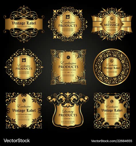 Luxury Ornamental Gold Label In Vintage Style Vector Image